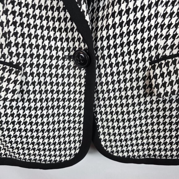 Kasper Blazer Jacket Women's Size 12P Black & White Houndstooth One Button - Picture 11 of 16